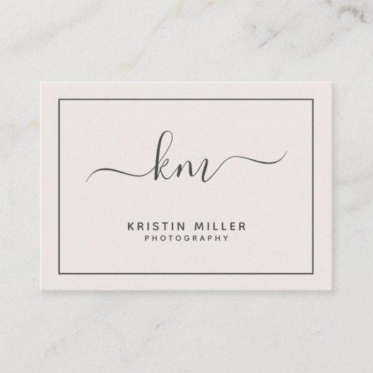 Moderne Monogram Blush en Grijze Sociale Media Visitekaartje (Voorkant)