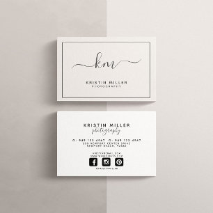 Moderne Monogram Blush en Grijze Sociale Media Visitekaartje