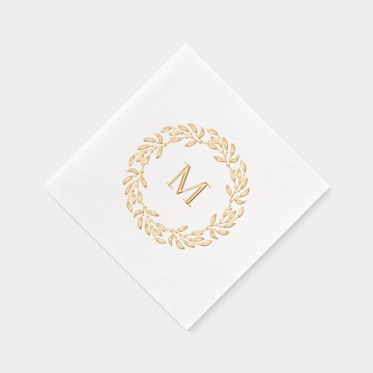 Moderne Monogram Botanische Bladkrans Folie Servetten (Rechts)