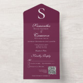 Moderne monogram Bourgogne QR-code All In One Uitnodiging (Binnen)