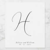 Moderne Monogram bruiloft gunst Wijn Etiket (Enkel label)