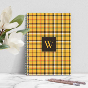 Moderne Monogram Bruine Geruite Tartan Notitieboek