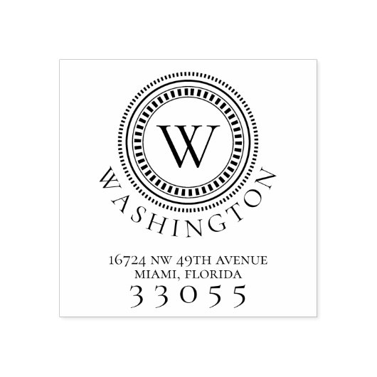 Moderne Monogram Cirkel retour adres stempel (Afrduk)