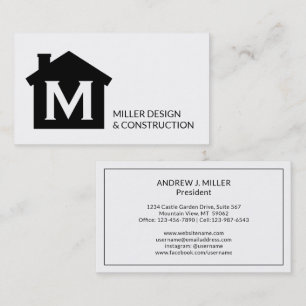 Moderne monogram contractant onroerend goed visitekaartje
