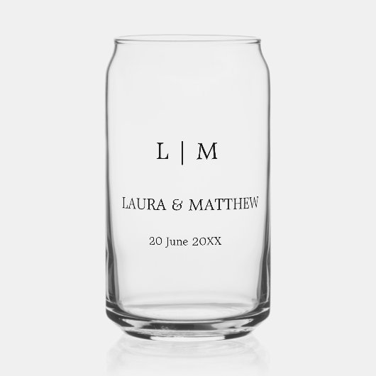 Moderne Monogram Decor Bruiloft Blikvorm Glas (Voorkant)