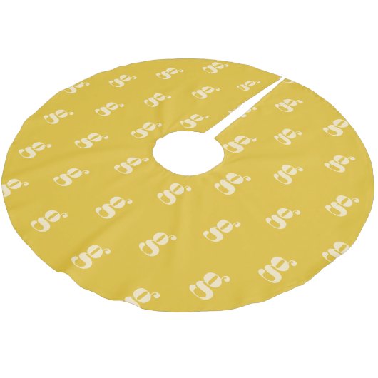 Moderne Monogram Eerste Letter Pastel Gele Crème Kerstboom Rok (Gekanteld)
