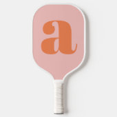 Moderne Monogram Eerste Letter Pastel Roze Oranje Pickleball Paddle (Voorkant)