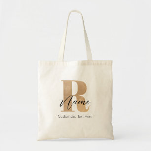 Moderne Monogram Eerste Letter R & Naam Persoonlij Tote Bag