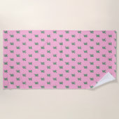 Moderne Monogram Eerste Letter Roze Groen Patroon Strandlaken (Voorkant)