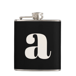 Moderne Monogram Eerste Letter Trouw Bold Zwart Heupfles