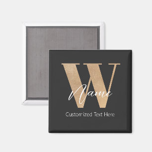 Moderne Monogram Eerste Letter W & Naam Persoonlij Magneet