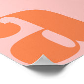Moderne Monogram Eerste Letter Zacht Roze Oranje  Poster (Hoek)
