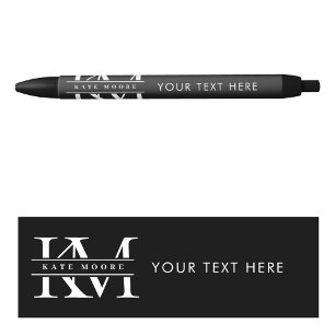 Moderne Monogram Eerste Letters Professioneel Zwar Zwarte Inkt Pen