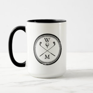 Moderne Monogram Eerste Letters Zwart en Wit Mok