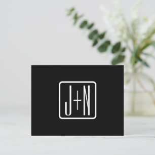 Moderne Monogram Eerste Letters Zwart & Wit Briefkaart