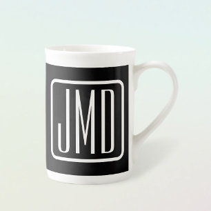 Moderne monogram-eerste letters Zwart & Wit Porselein Kop