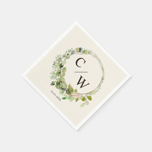 Moderne monogram Elegant Eucalyptus Servet (Hoek)