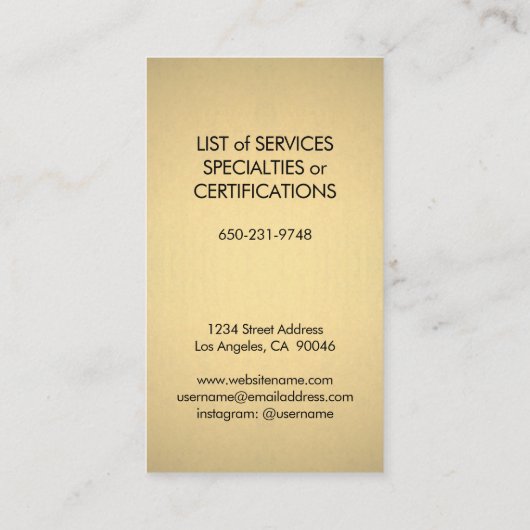 Moderne monogram Elegant Faux Gold Foil & Black Visitekaartje (Achterkant)