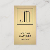 Moderne monogram Elegant Faux Gold Foil & Black Visitekaartje (Voorkant)