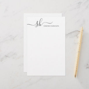 Moderne monogram elegant kalligrafie op maat briefpapier