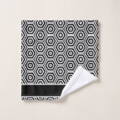 Moderne Monogram élégant Salle de bain noir et bla (Gant de toilette)