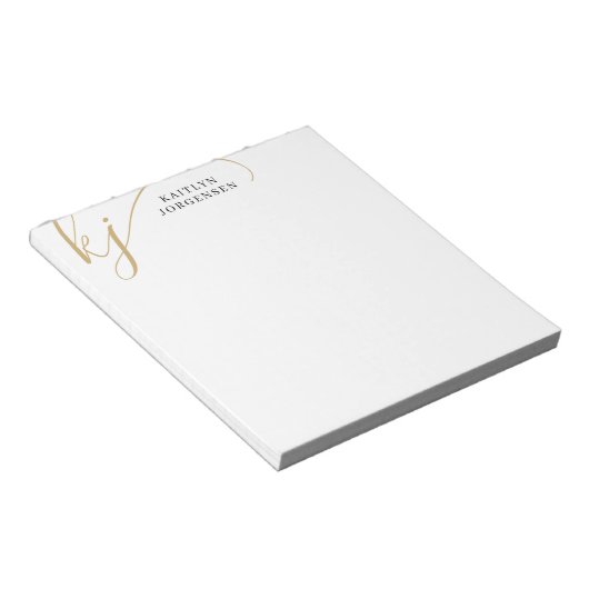 Moderne monogram Elegant Script Initialen zwart Notitieblok (Schuin)