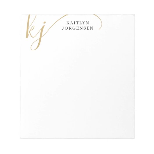 Moderne monogram Elegant Script Initialen zwart Notitieblok (Voorkant)