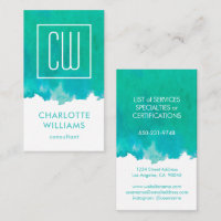 Moderne monogram Elegant Waterverf Blauwgroen Vert