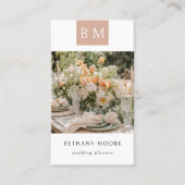 Moderne Monogram Elegante Weddingplanner Foto Visitekaartje (Voorkant)