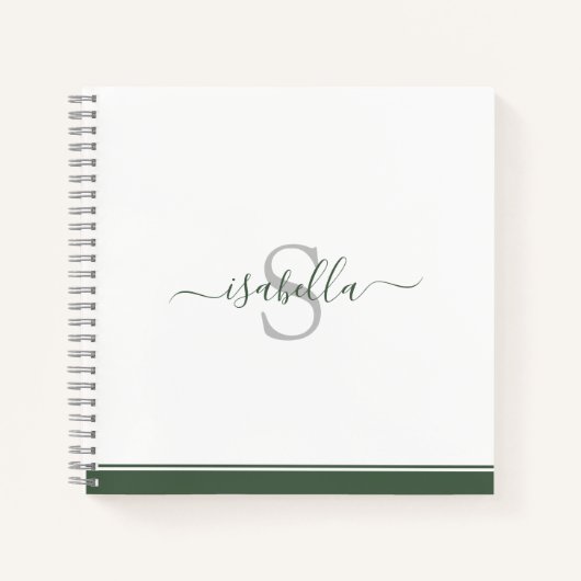 Moderne monogram Evergreen Notitieboek (Voorkant)