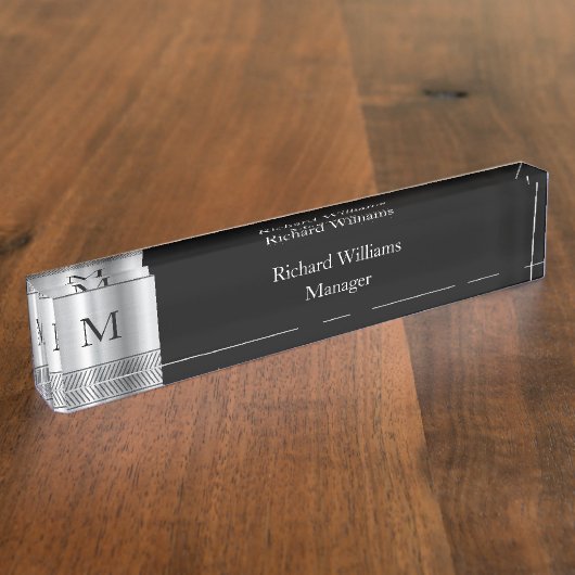 Moderne monogram Executive Naambordje (Zijkant)