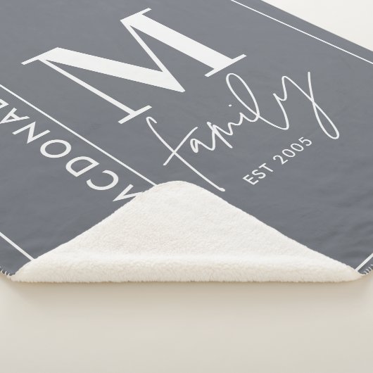 Moderne monogram familie marjoy grijs stijlvol ele sherpa deken (3/4)
