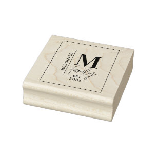 Moderne monogram familie marjoy grijs stijlvol 	rubberstempel