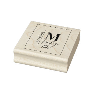 Moderne monogram familie marjoy grijs stijlvol rubberstempel