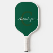 Moderne Monogram Flessen Groene & Witte Pickleball Paddle (Achterkant)