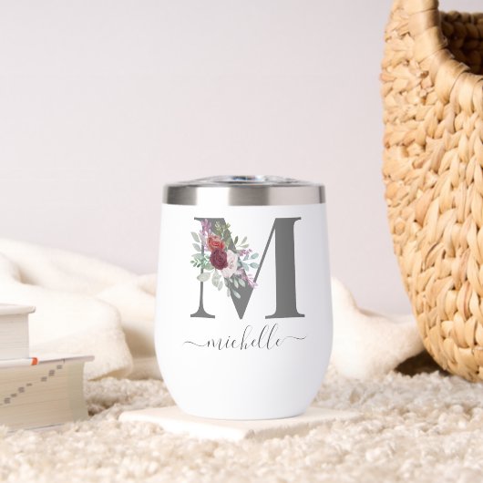 Moderne Monogram Florale Initiële Naam (Woonkamer (Gedraaid) )