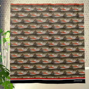 Moderne Monogram Forel Vis Ontwerp Zwart Wit Roest Douchegordijn