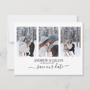 Moderne Monogram Foto Collage Save the Date Kaart