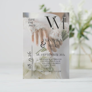 Moderne Monogram Foto Huwelijk Save The Date Kaart