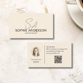 Moderne Monogram Foto QR Cream Professional Visitekaartje
