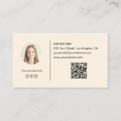 Moderne Monogram Foto QR Cream Professional Visitekaartje (Achterkant)