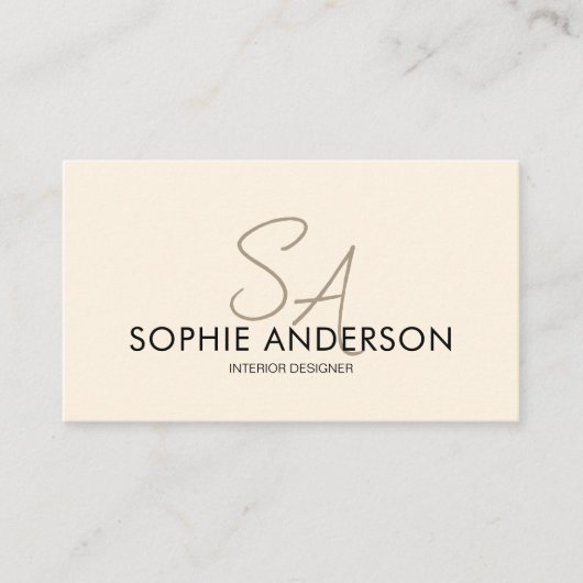 Moderne Monogram Foto QR Cream Professional Visitekaartje (Voorkant)