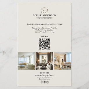 Moderne Monogram Foto QR Professioneel Bedrijf Flyer
