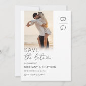 Moderne Monogram Foto Save The Date (Voorkant)