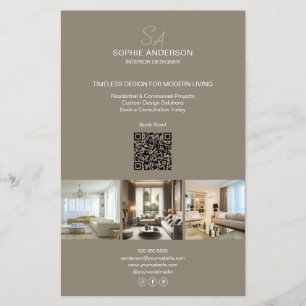 Moderne Monogram Foto Taupe Zakelijk Professioneel Flyer