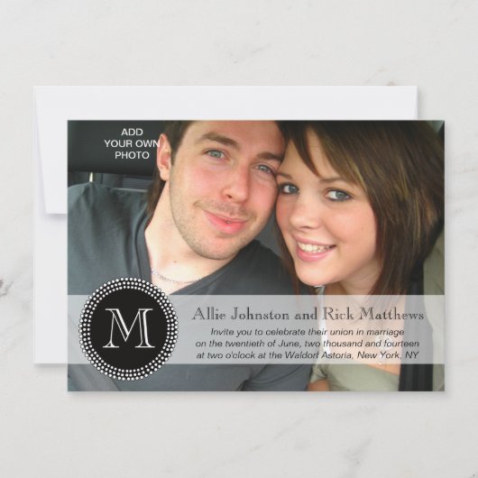 Moderne Monogram Foto Wedding Invitations Kaart (Voorkant)