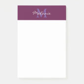 Moderne monogram Fuchsia Pink en Lavender Post-it® Notes (Voorkant)