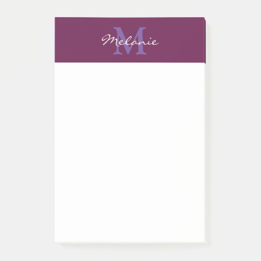 Moderne monogram Fuchsia Pink en Lavender Post-it® Notes (Voorkant)