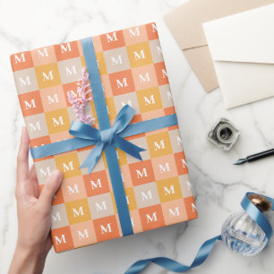 Moderne monogram geometrisch kleurblok cadeaupapier