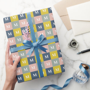 Moderne monogram geometrische kleur blok cadeaupapier